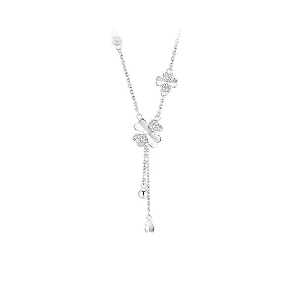 Silver Shining Lucky Clover Necklace with Gift Box