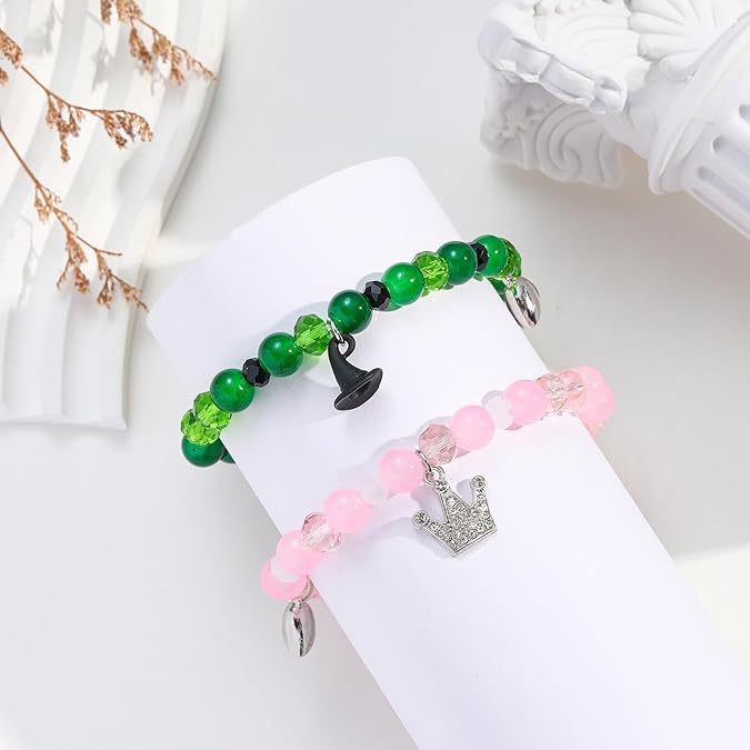 Wicked Elphaba and Glinda Friendship Matching Bracelets Witch Hat Crown Charms Jewelry Set Movie Musical Merch for Fans