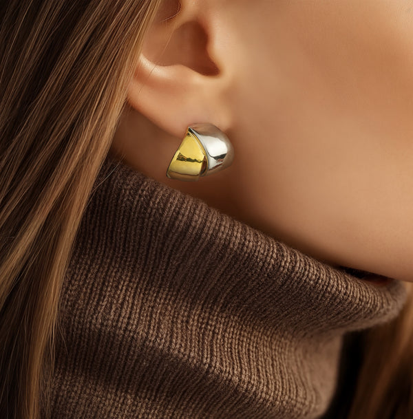 Gold and Silver Mix Metal Earrings