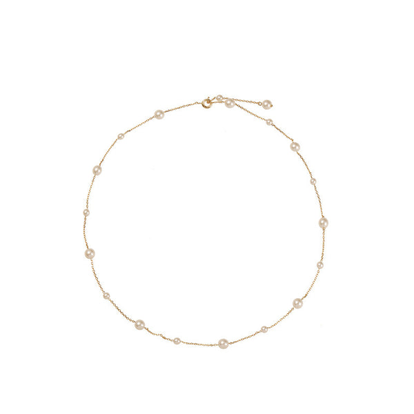 Delicate Pearl and Gold Chain Necklace