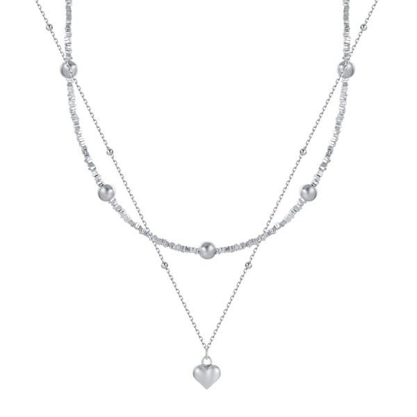 Silver Flakes necklace with Heart charm