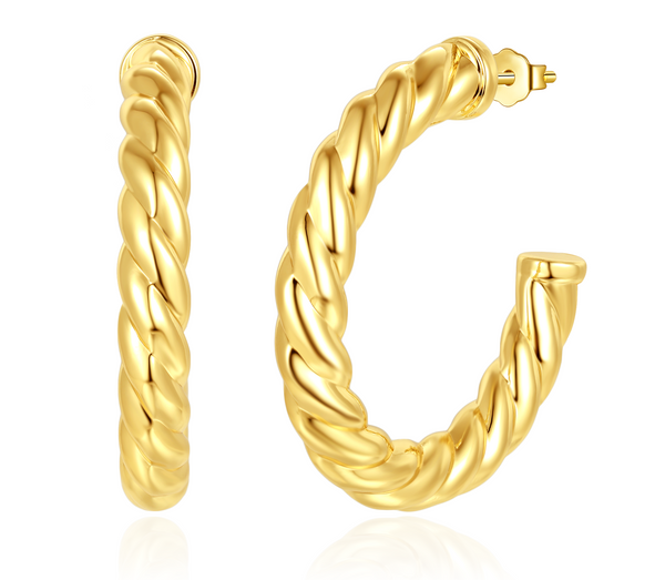 Trendy, Classic braided Hoop earrings, Silver925