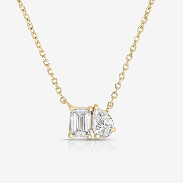 Toi et Moi Two-Stone Necklace - Customizable Gemstone Jewelry in Sterling Silver